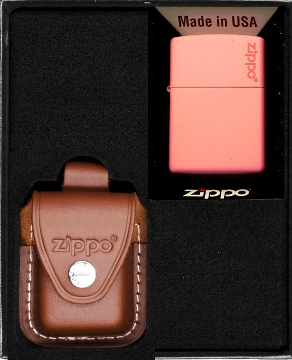 Zestaw ZIPPO Zapalniczka PINK MATTE LOGO Prezentowy No2