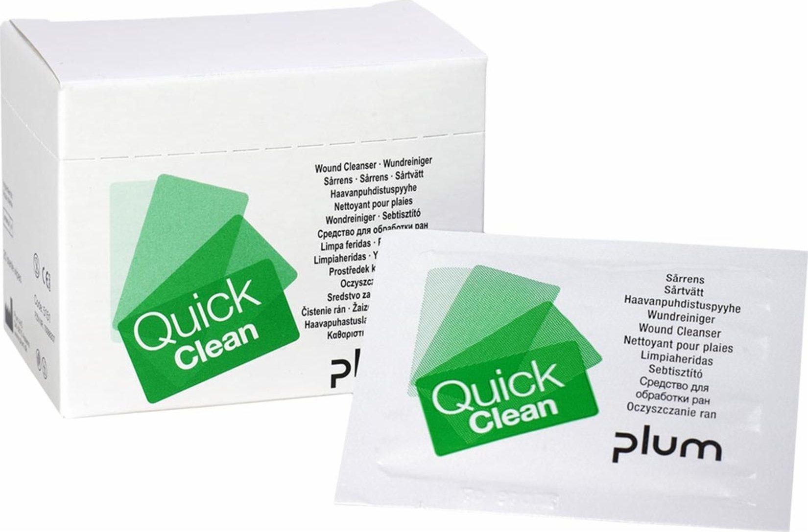 Plum PLQUICKCLEAN - Nawilżane chusteczki do czyszczenia ran QuickClean znajdują zastosowanie w przypadku drobnych ran i skaleczeń - 20 saszetek