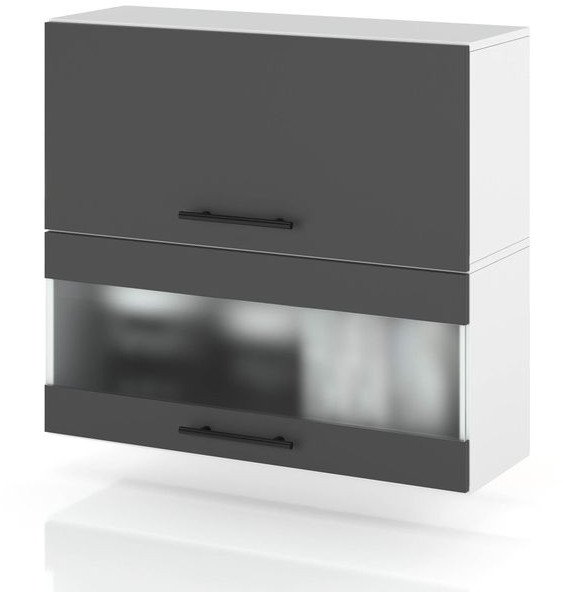 szafka kuchenna wisząca witryna szklana klapowa 80cm spremium szary mat