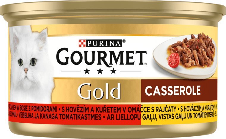 Gourmet Gourmet Gold Karma dla kotów casserole z wołowiną i kurczakiem w sosie z pomidorami 85 g
