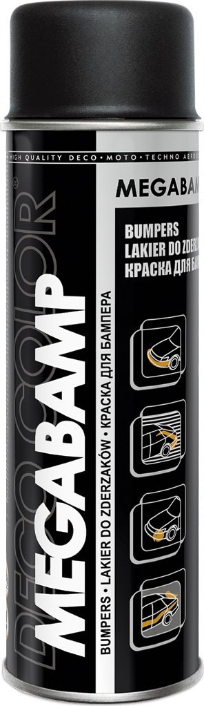 DECO COLOR Lakier farba do zderzaków plastikowych PP ABS czarny półmat 500ml MEGABAMP
