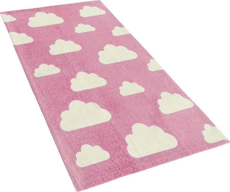 Beliani Dywan dziecięcy motyw chmur 60 x 90 cm różowy GWALIJAR