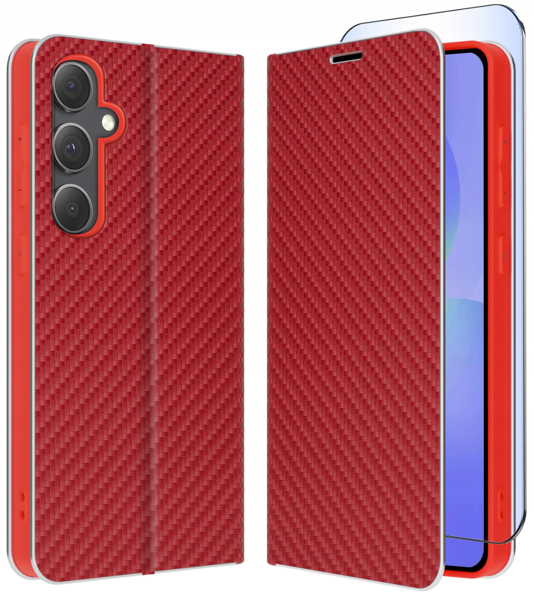 ETUI do Samsung A56 5G CARBON PORTFEL BOOK TOKRA CASE CLASSIC SZKŁO