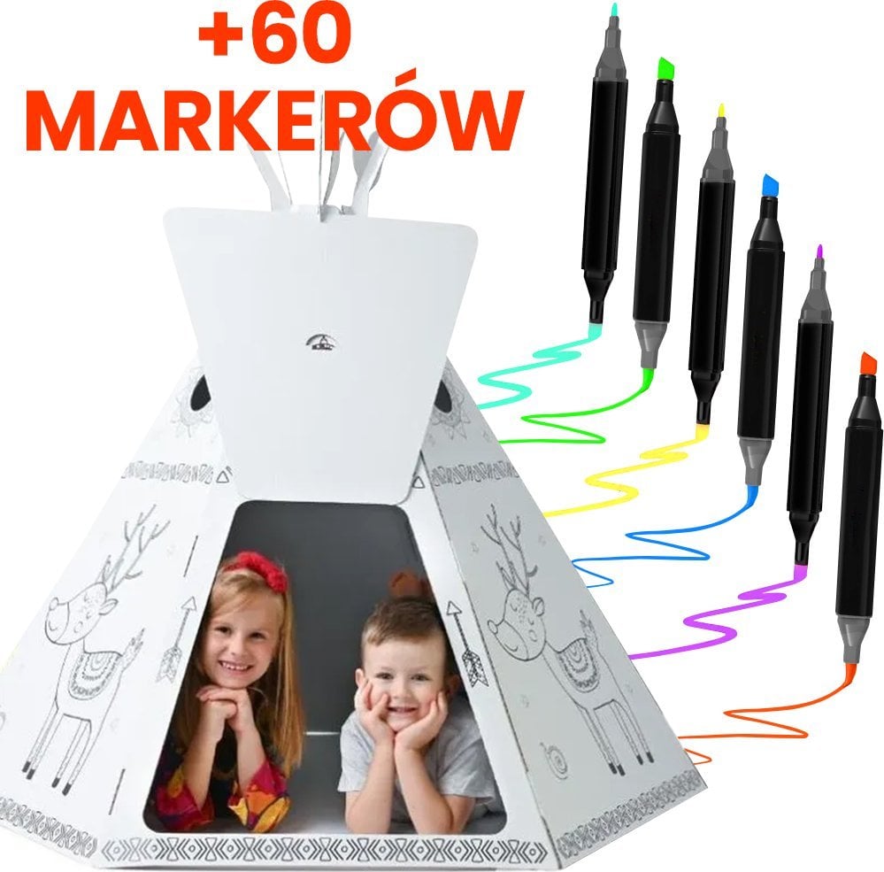 ExtraLink | Zestaw Markery 60 szt + Zabawka Teepee |