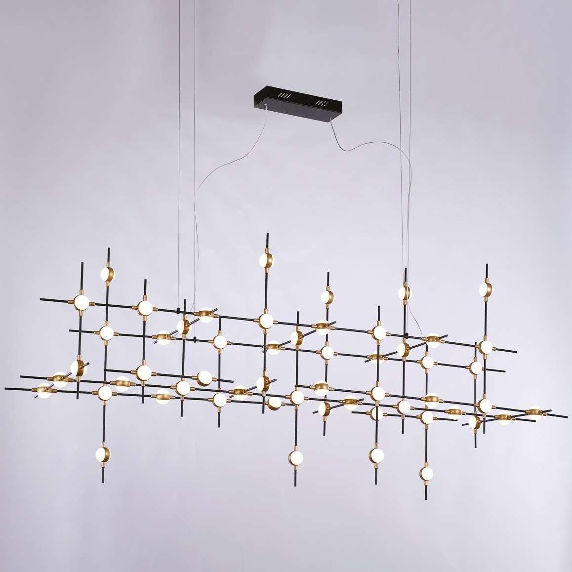 Lampa wisząca Italux LAMPA wisząca PROVENZA MD18001067-55A BG Italux metalowa OPRAWA zwis pręty LED 132W 3000K designerskie czarne złote