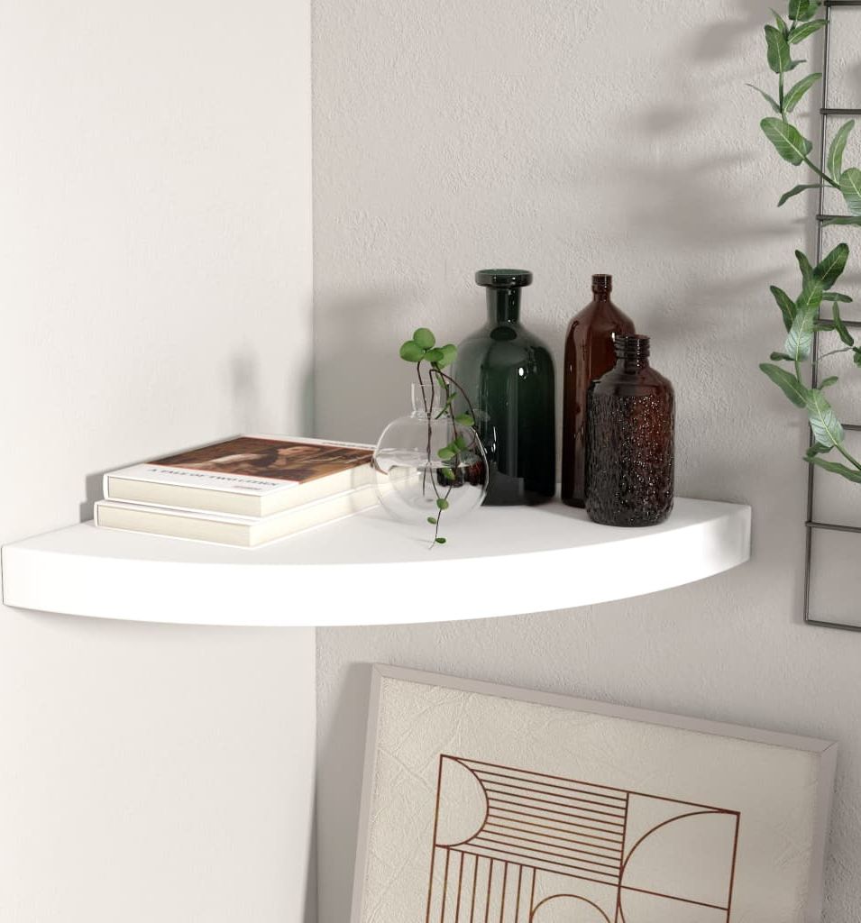 vidaXL Narożna półka ścienna, biała, 35x35x3,8 cm, MDF