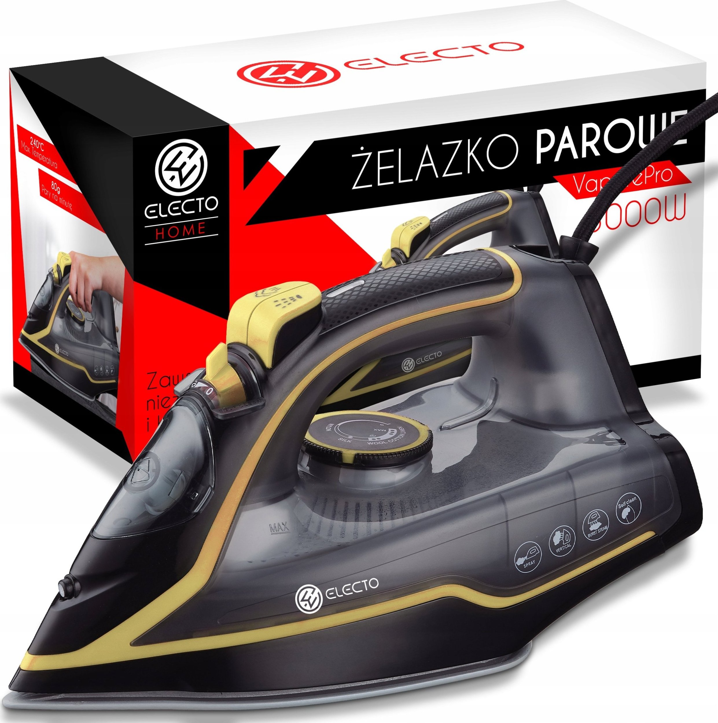 Żelazko Electo 3000w 10w1 czarno-żółte