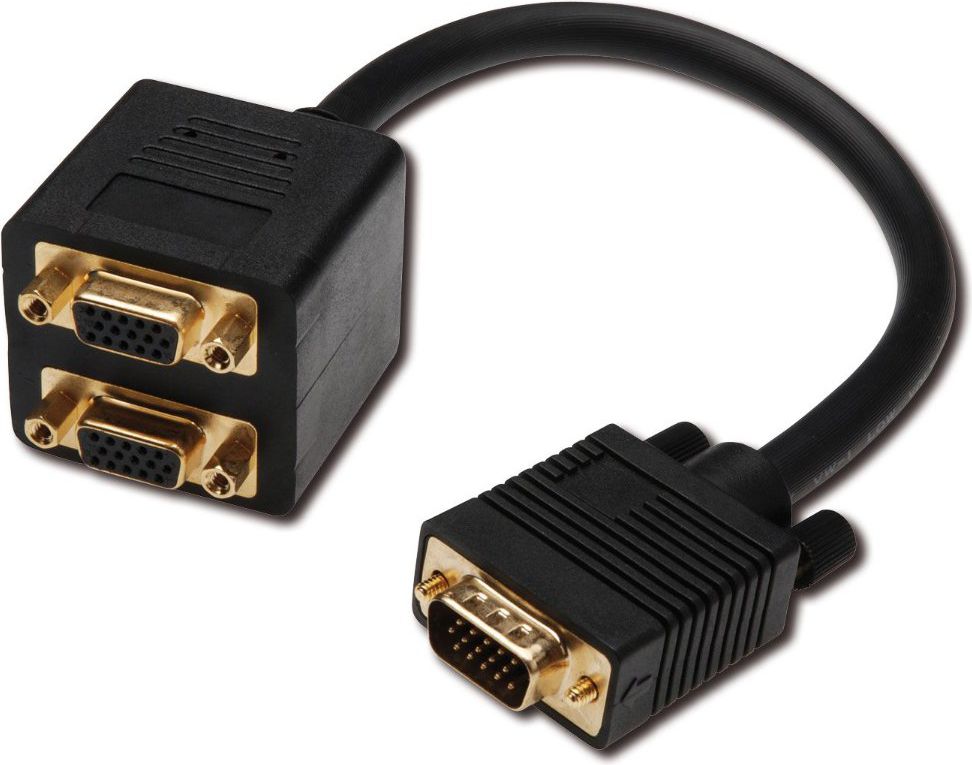 Digitus splitter VGA, 0.2m, czarny