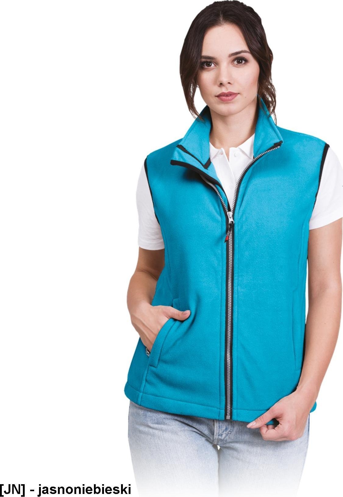 R.E.I.S. VHONEY-L - bezrękawnik damski z polaru, kołnierz ze stójką - jasnoniebieski XL