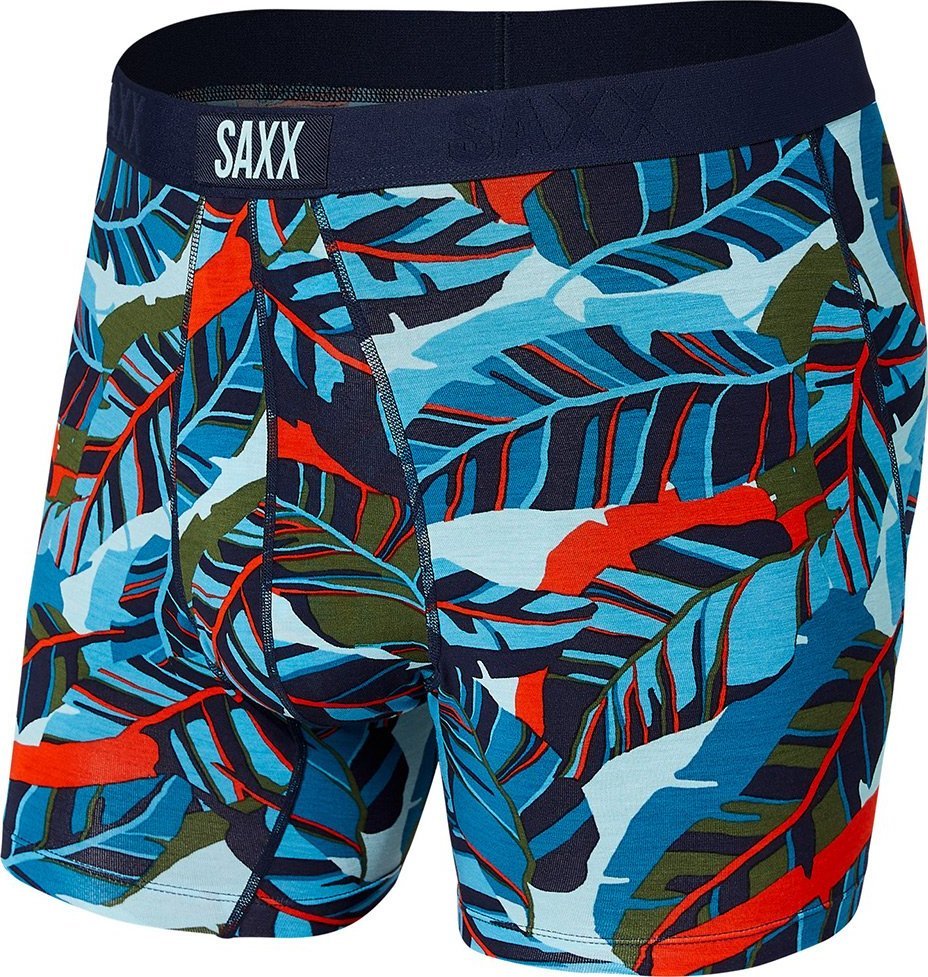 SAXX Bokserki męskie szybkoschnące SAXX VIBE Boxer Brief liście - niebieskie S