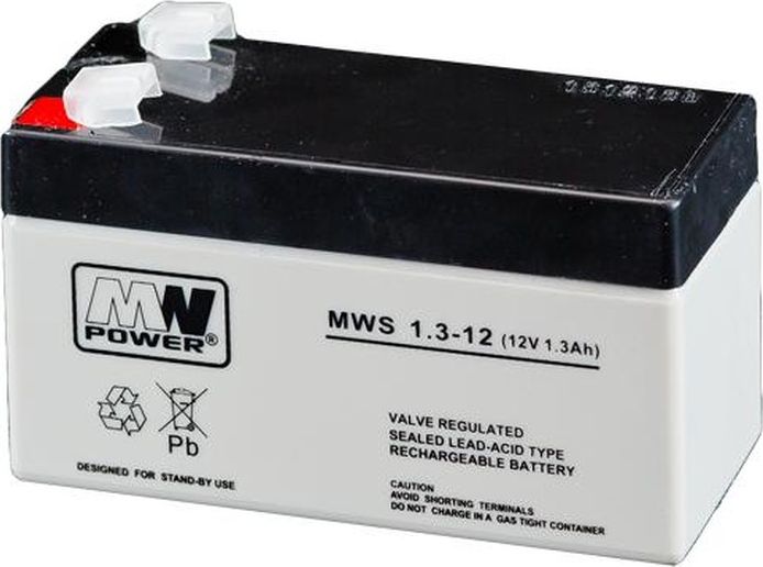 MW Power Pb 12V 1.3Ah bezobsługowy (waga 0.57kg, max. prąd ład. 0.3A)