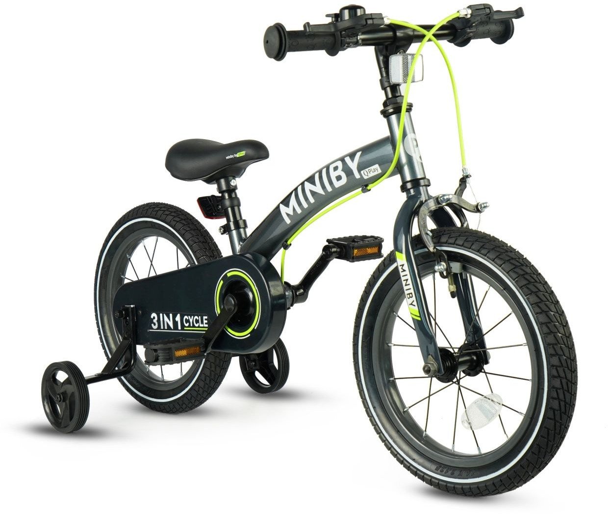 Qplay Rowerek Dziecięcy - Rowerek Biegowy Miniby 14 cali Grey