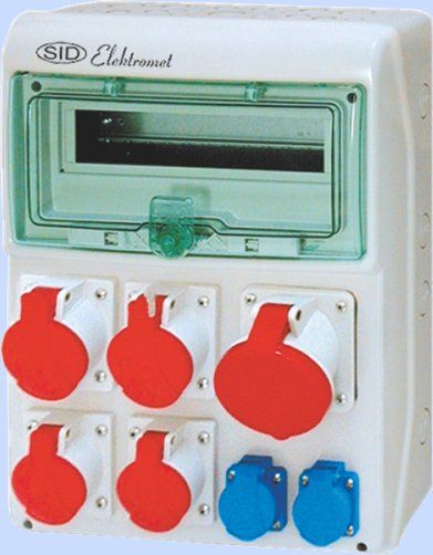 Elektromet Rozdzielnica budowlana 12 modułow 2x16A 5P 400V, 2x32A 5P 400V, 1x63A 5P 400V, 2x16A 1P+Z RSS-04 IP44 (942040)