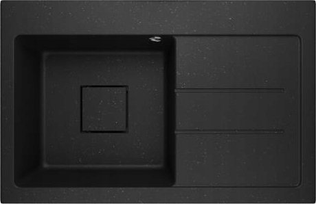 Zlewozmywak Lavello ZLEWOZMYWAK GRANITOWY LAVELLO QUBE1.0 CZARNY POZŁACANY PRAWY