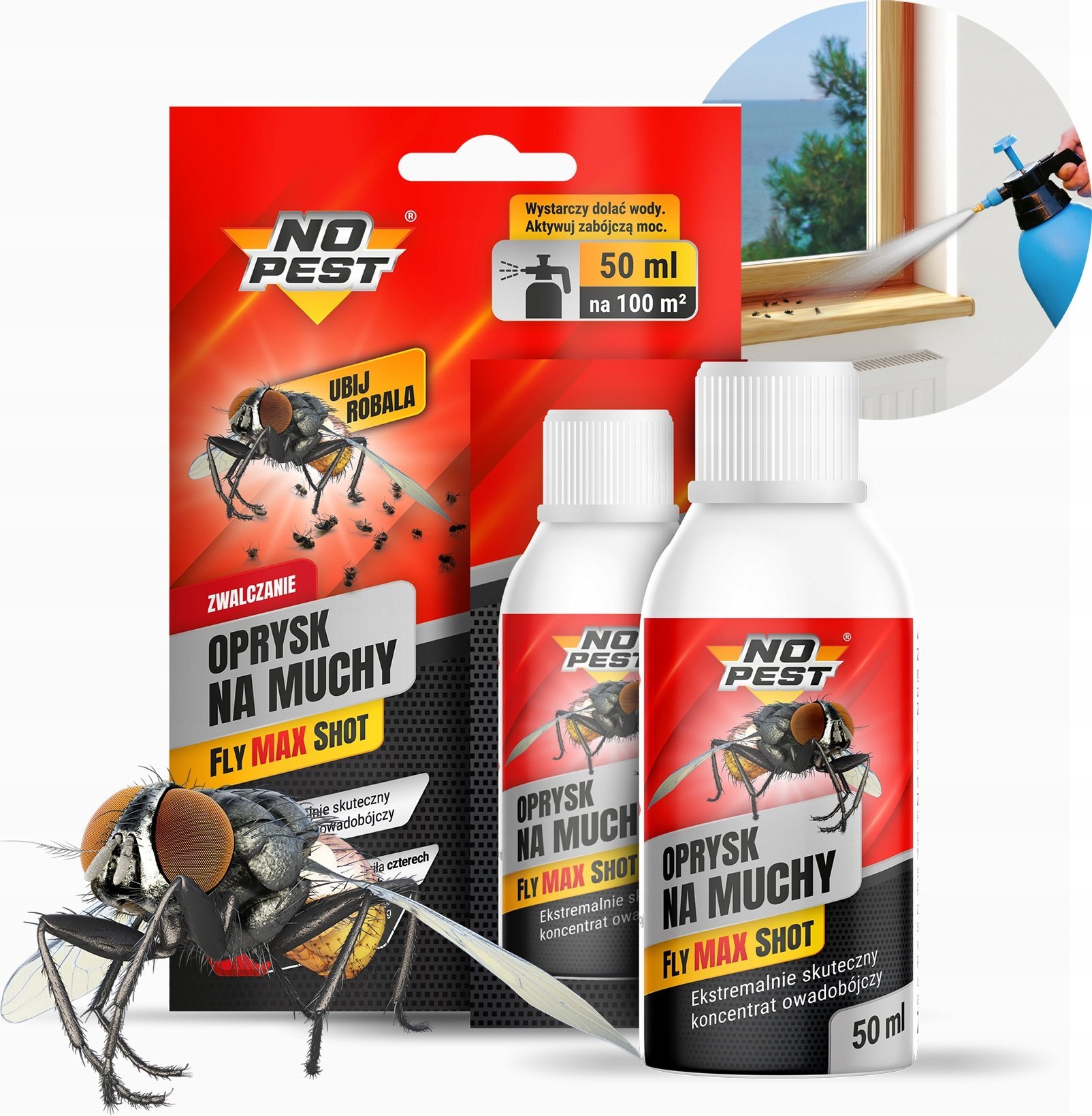 NO PEST Oprysk na Muchy 50ml Preparat Koncentrat Płyn Środek na Muchy Komary Muszki Ćmy