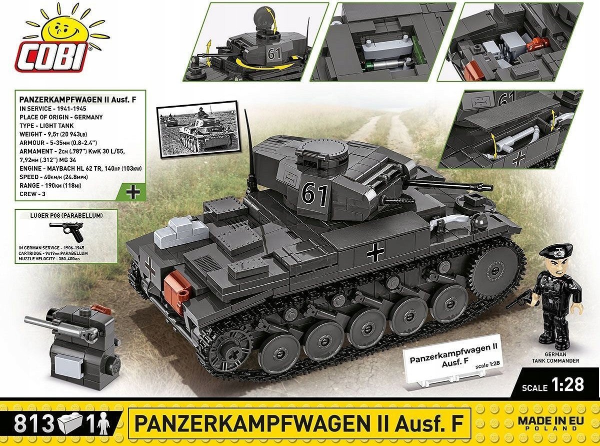 Cobi Klocki Czołg Panzerkampfwagen II 813 klocków