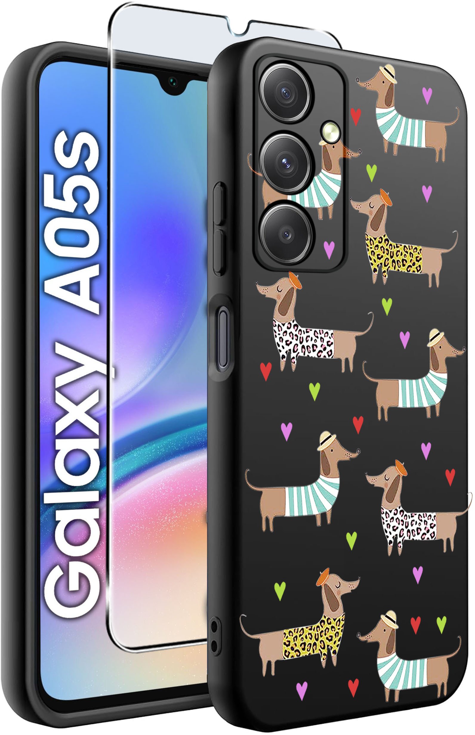 ETUI do Samsung A05s WZORY | SILIKONOWE MATT CASE + SZKŁO 9H