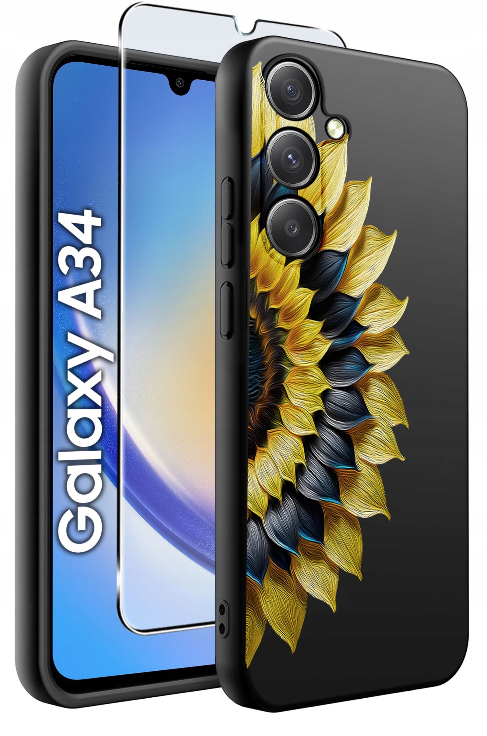 ETUI do Samsung A34 5G WZORY | SILIKONOWE MATT CASE + SZKŁO 9H