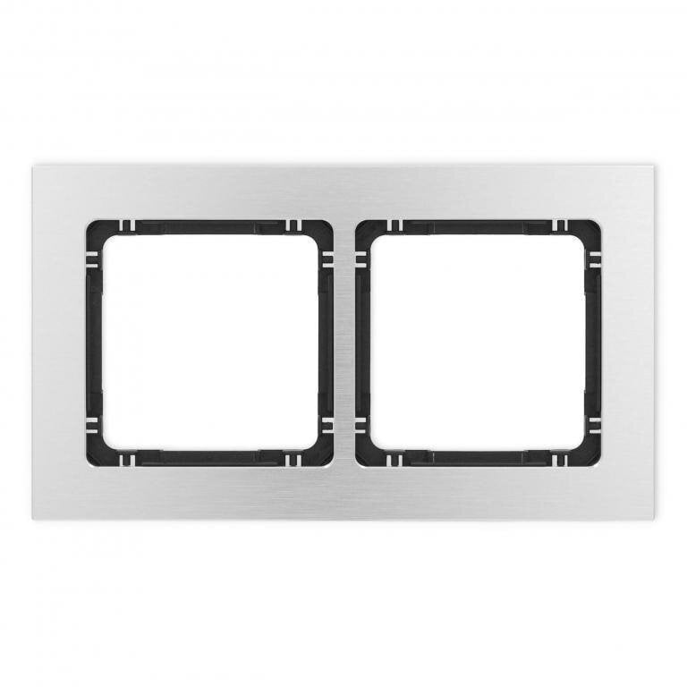 DECO Ramka uniwersalna podwójna - aluminium szczotkowane (ramka: srebrna spód: czarny) 7-12-DRA-2