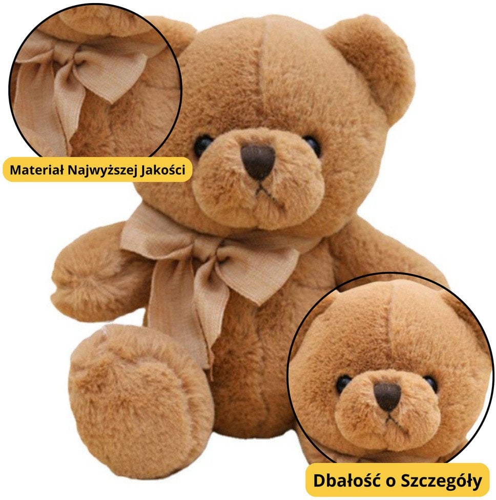 Pluszowa Maskotka Przytulanka Duży Miś Z Kokardką Brązowy 40cm