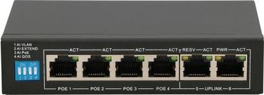 ExtraLink EXTRALINK EUROS V2 Switch 6x10/100Mbps; 2xUplink; Ports 1-4 PoE 802.3AF/AT 60W