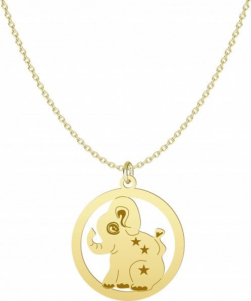 Radziszewska Jewellery Złoty Naszyjnik Słoń Słonik Łańcuszek 925 Grawer Dedykacja Prezent