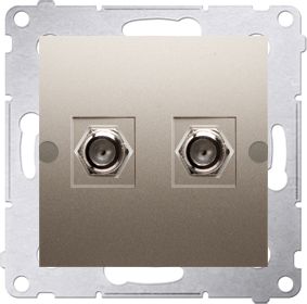 Kontakt-Simon Gniazdo antenowe Simon 54 podwójne typu F złoty mat (DASF2.01/44)