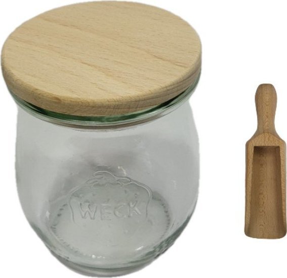 Wamar-Sosenka Zestaw Słoików WECK Pojemność 220 ml średnica 60mm 6 sztuk + Drewniane wieka, miarka