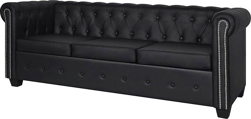 Elior 3-osobowa czarna sofa w stylu Chesterfield - Charlotte 3Q