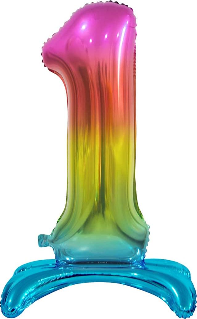 GoDan Balon foliowy stojący cyfra 1 tęczowa - 74 cm uniwersalny