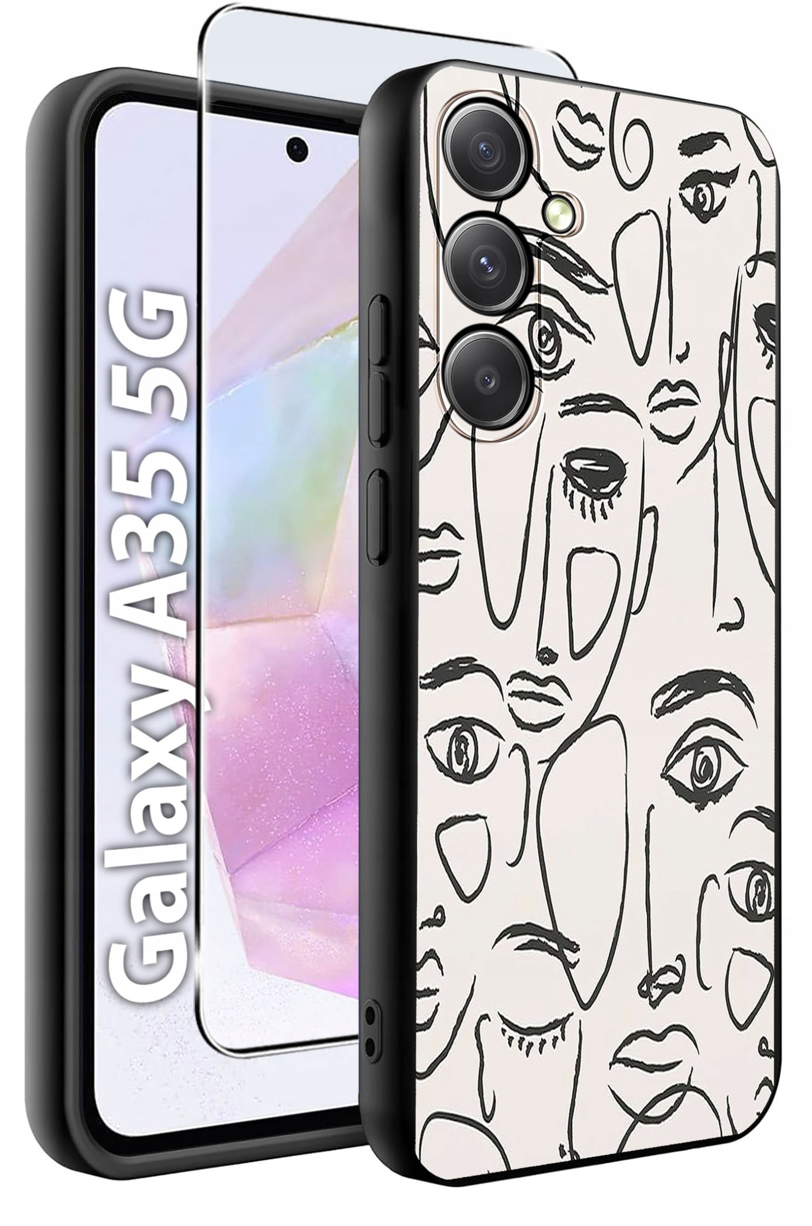 krainaGSM ETUI do Samsung A35 5G wzory | SILIKONOWE MATT CASE + SZKŁO HARTOWANE 9H