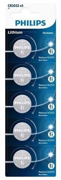 Bateria litowa, CR2032, CR2032, 3V, PHILIPS, blistr, 5-pack, CR2032P5/01B, guzikowa