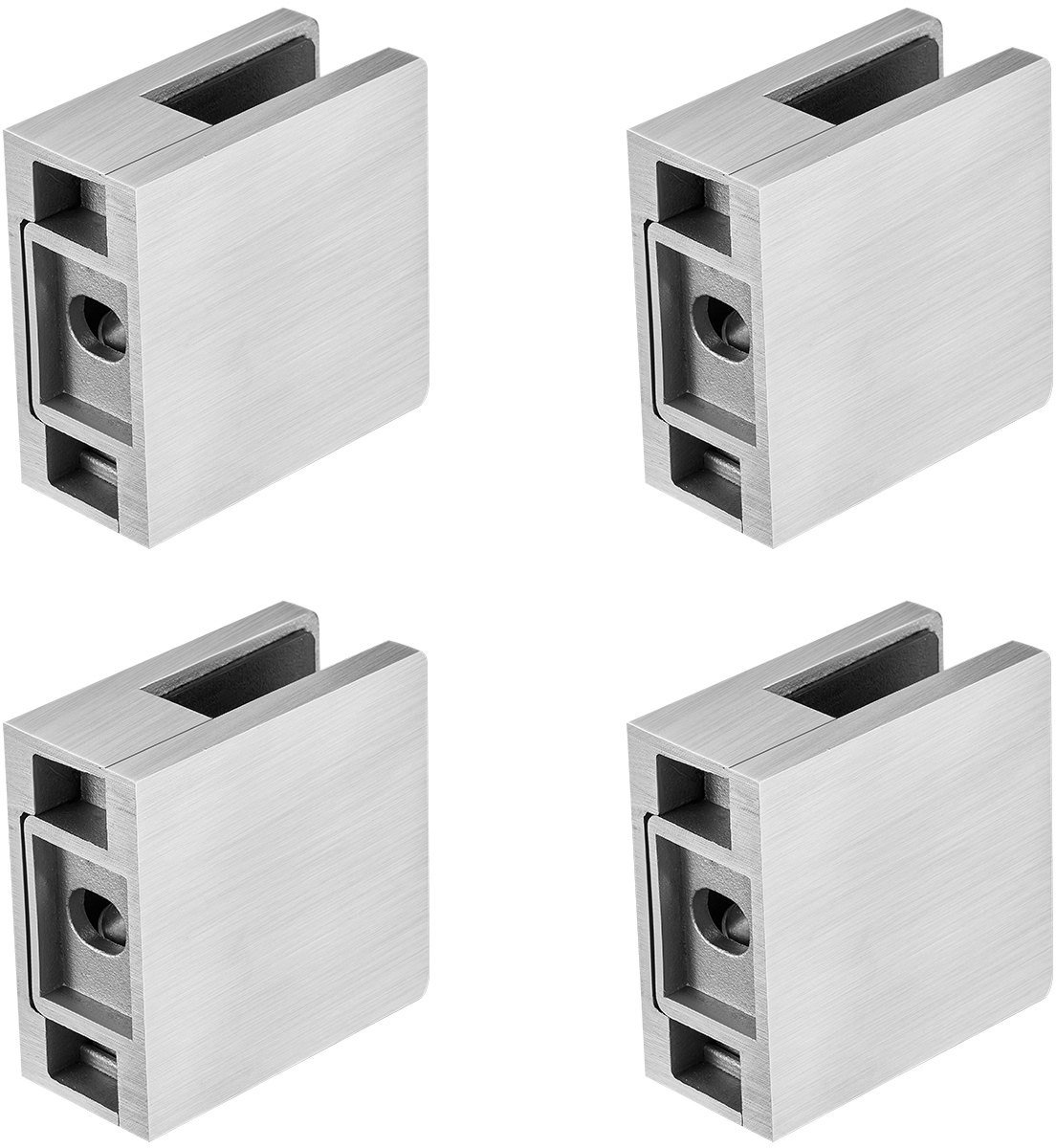 Uchwyt do szkła balustrady 4 szt. kwadratowy 812 mm srebrny zestaw