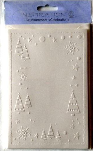 Karty tłoczone + koperty choinki 5szt