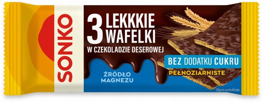 SONKO Sonko 3 Lekkkie wafelki w czekoladzie deserowej 36 g x 2 sztuk