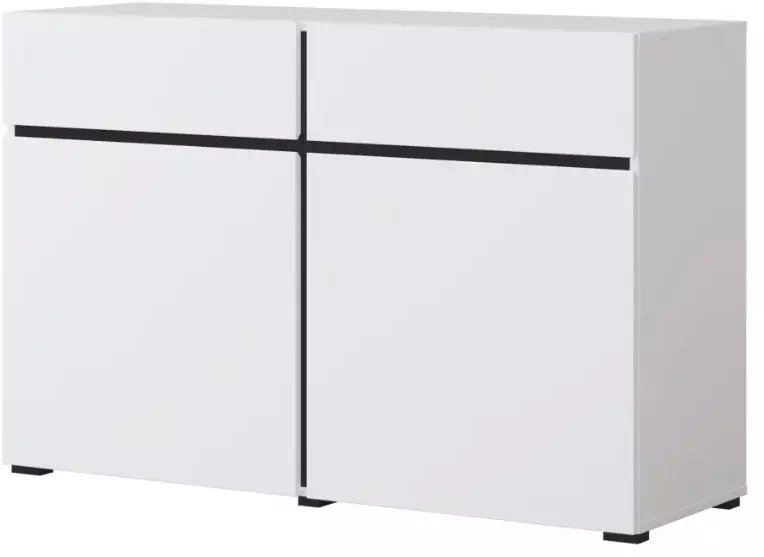 Komoda CROSS 2D2S 119cm biała/czarna HELVETIA