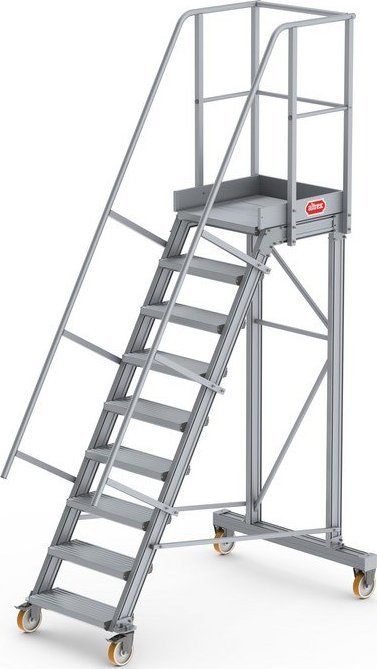 Lero Aluminiowy podest roboczy jezdny (wys. 221 cm, 9 stopni, 4 koła)