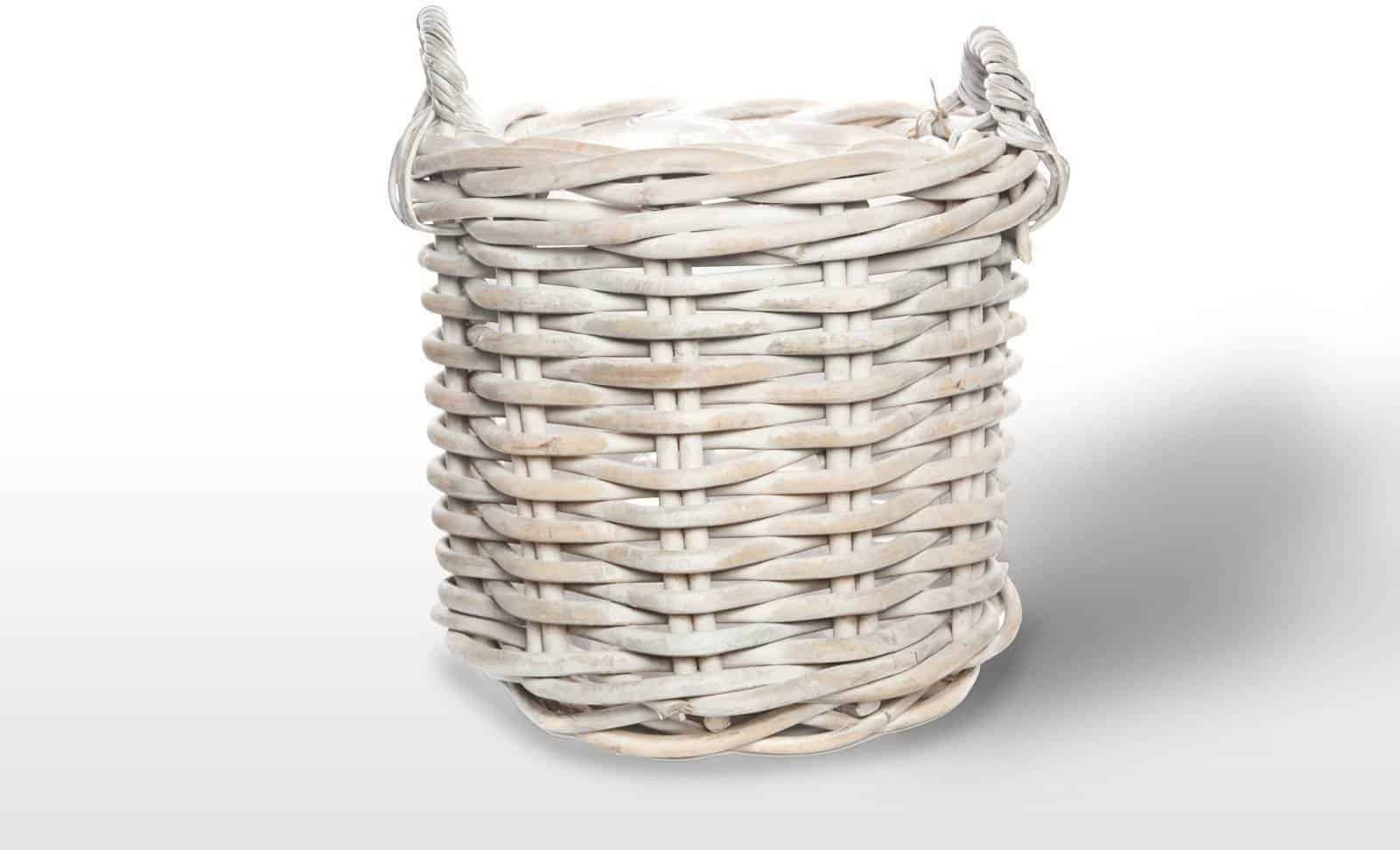 Kosz rattanowy Rennes Biały śr. 50 cm