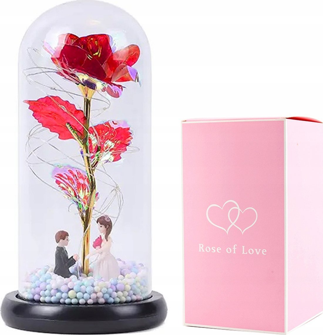 AG776D Wieczna róża w szkle led figurki