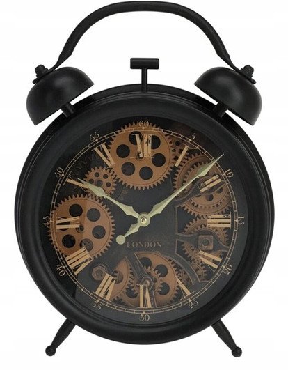 Zegar ścienny w kształcie budzika 27cm Dekoracyjny, obrotowy mechanizm