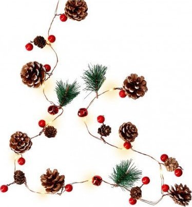 Goobay 20 LED łańcuch świetlny z drutu "Szyszki & czerwone jagody"