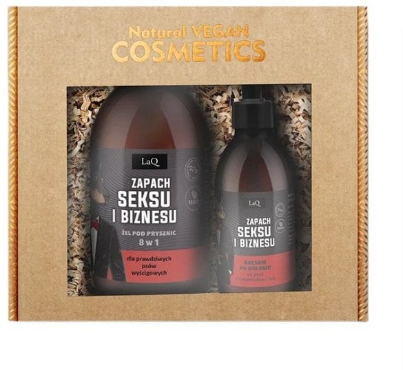 LaQ Zapach Seksu i Biznesu Czarny Mat żel pod prysznic 500ml + balsam po goleniu 150ml