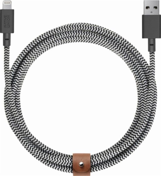 Kabel USB Native Union USB-A - Lightning 3 m Czarny Biały (BELT-KV-L-ZEB-3)