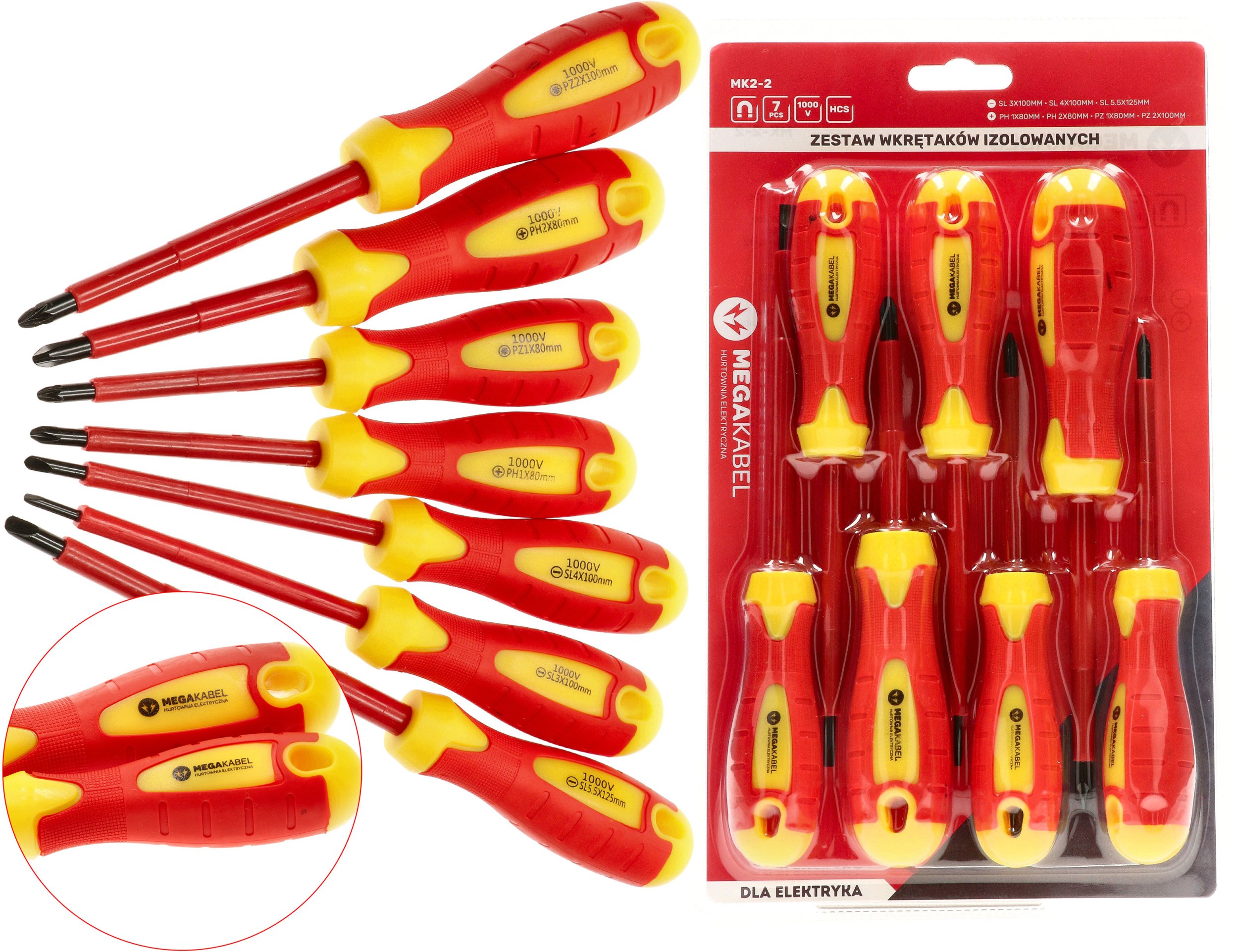 Zestaw śrubokrętów wkrętaków izolowanych + blister 7 sztuk TPR-1 MEGAKABEL