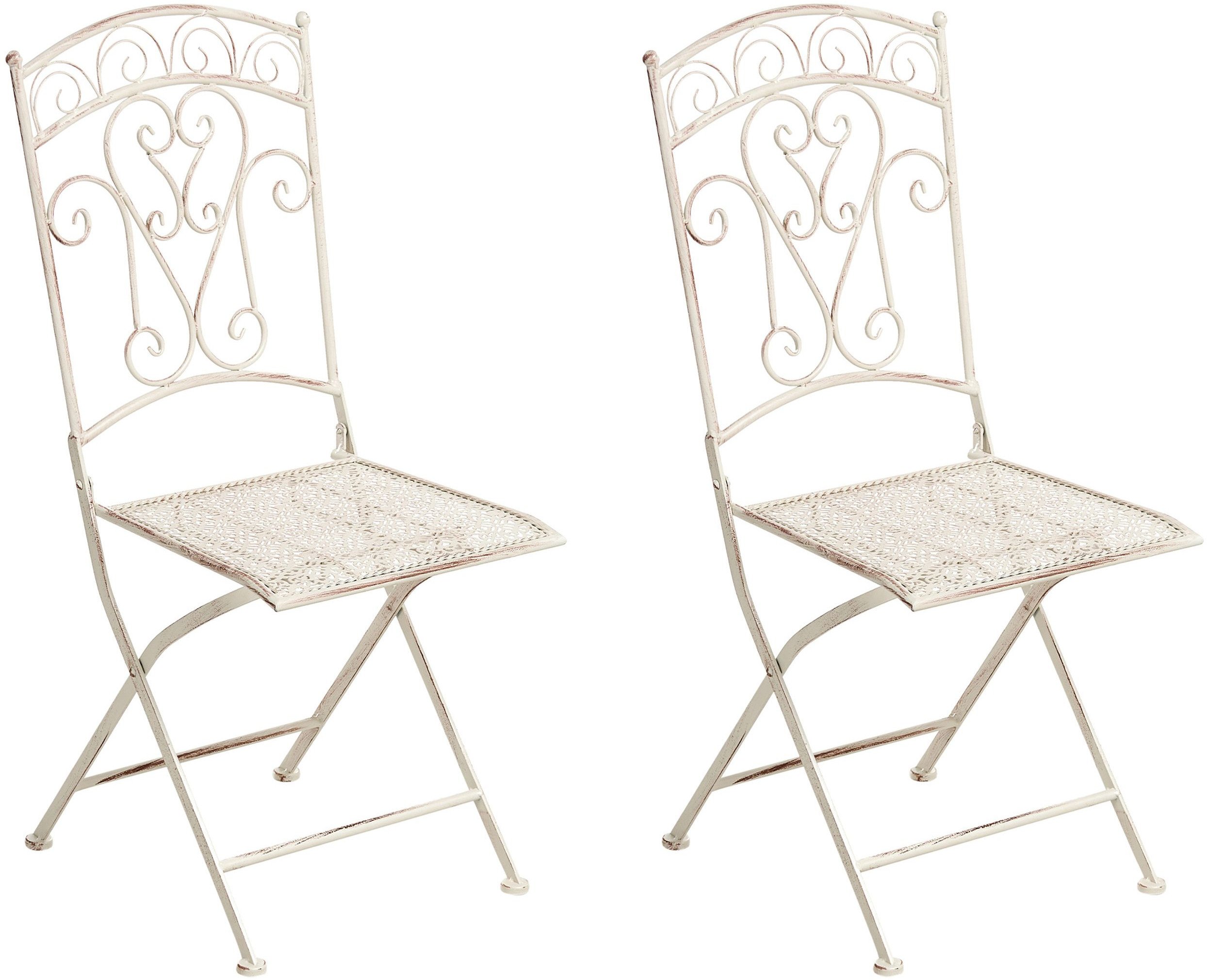 Zestaw 2 krzeseł ogrodowych JUINA Składane Metal Jasnobeżowy