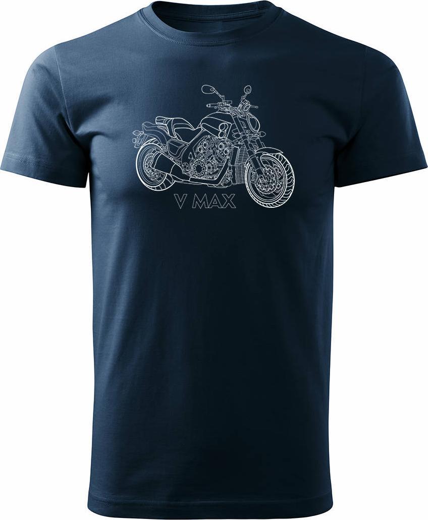 Topslang Koszulka motocyklowa z motocyklem Yamaha V MAX VMAX męska granatowa REGULAR XXL