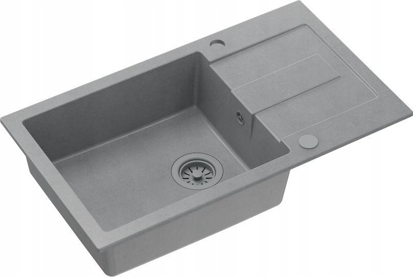 Zlewozmywak GraniteQ CHRISTIAN 136 XL zlewozmywak granitowy 1-komorowy szary (78x45x18,5) z zaślepką i odpływem szarym (komora 45x38 cm)