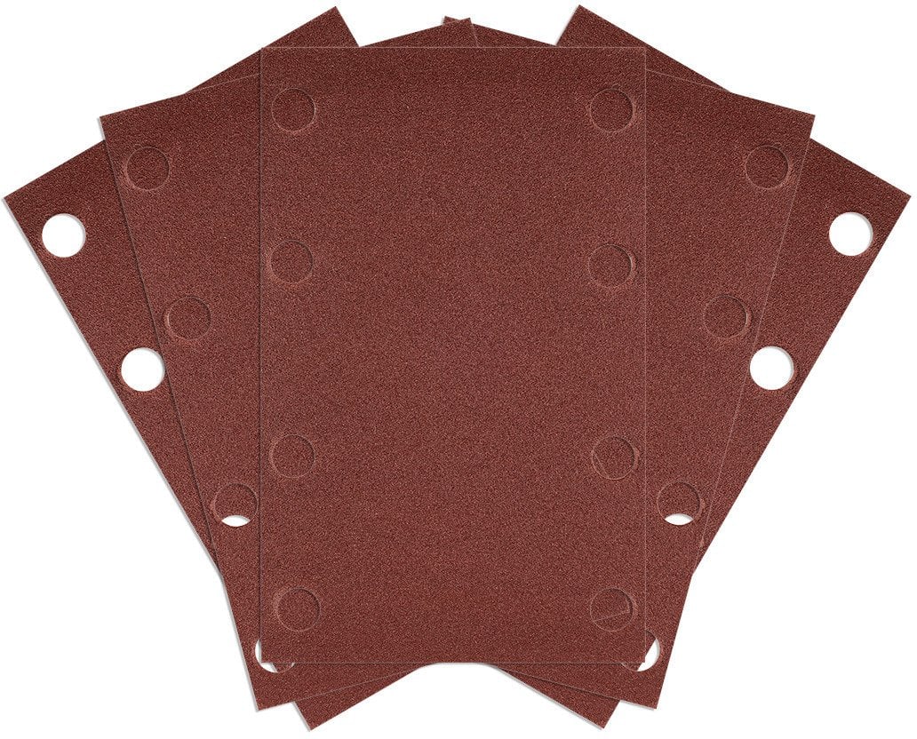 Papiery ścierne na rzep, prostokąt 80 x 130 mm, P240, 5 szt., z 8 otworami do 04-623