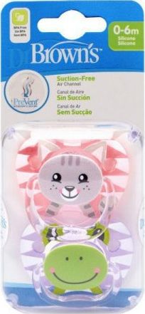 Dr Browns PV12014-SMOCZEK PREVENT MOTYL 0-6 MIESIĘ CY KOLEKCJA "ZWIERZĘTA"RÓŻOWY 2-PAK