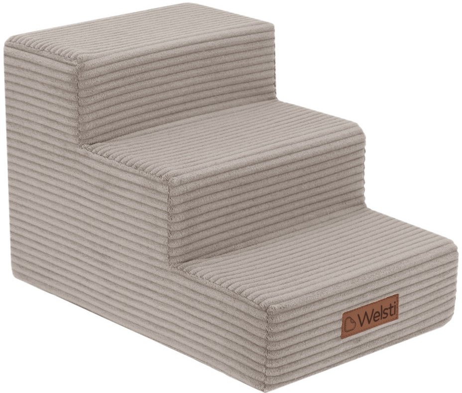 Welsti Schody dla psa 30cm 3 stopnie beżowy sztruks